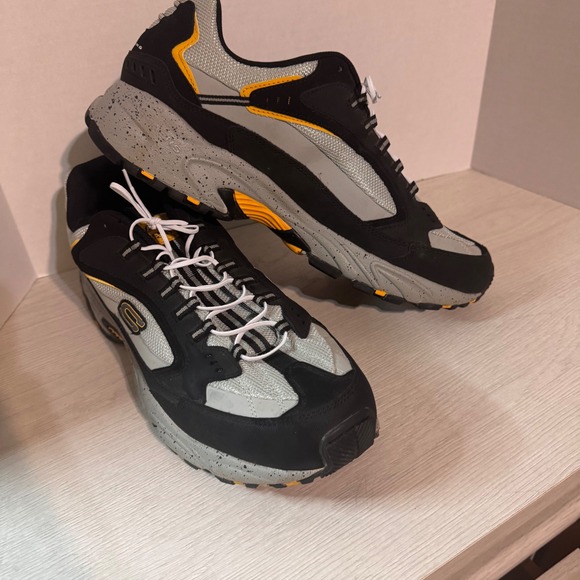 Skechers Sport Athletic Walking Sneakers Comfort Black‎ Gray Yellow Men's 14EW - Picture 14 of 16